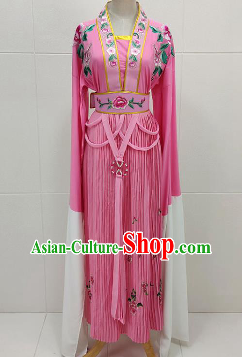 Chinese Beijing Opera Diva Water Sleeve Clothing Traditional Shaoxing Opera Flowers Fairy Pink Dress Garments