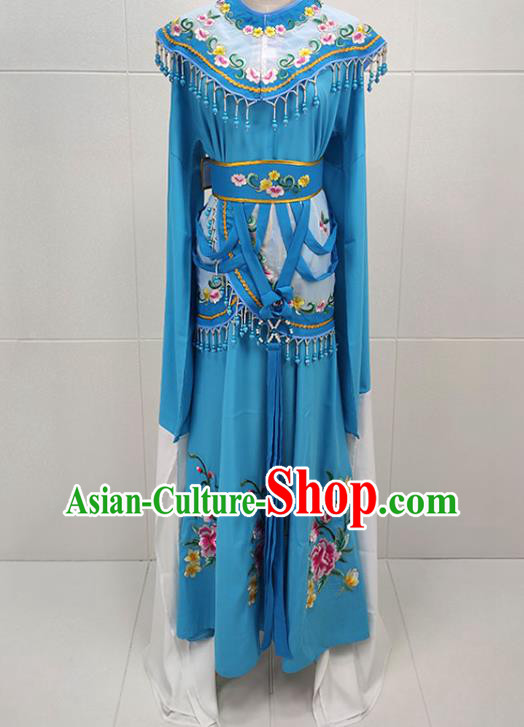 Chinese Shaoxing Opera Princess Garments Beijing Opera Hua Tan Clothing Traditional Peking Opera Actress Blue Dress