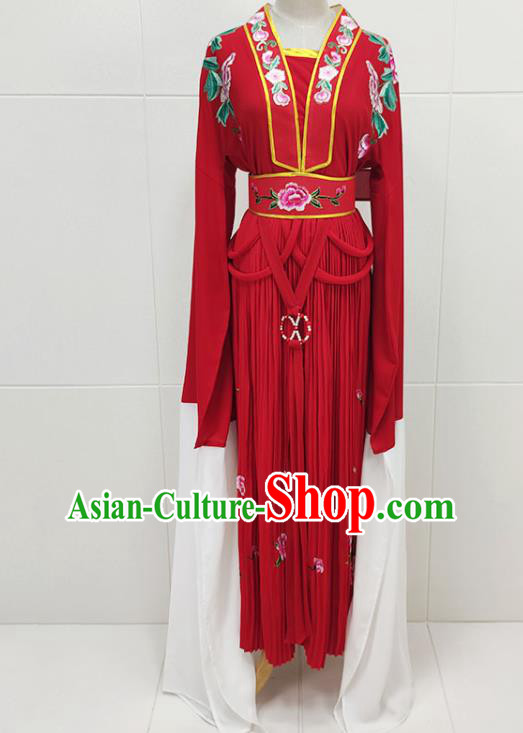Chinese Traditional Shaoxing Opera Flowers Fairy Red Dress Garments Beijing Opera Diva Water Sleeve Clothing