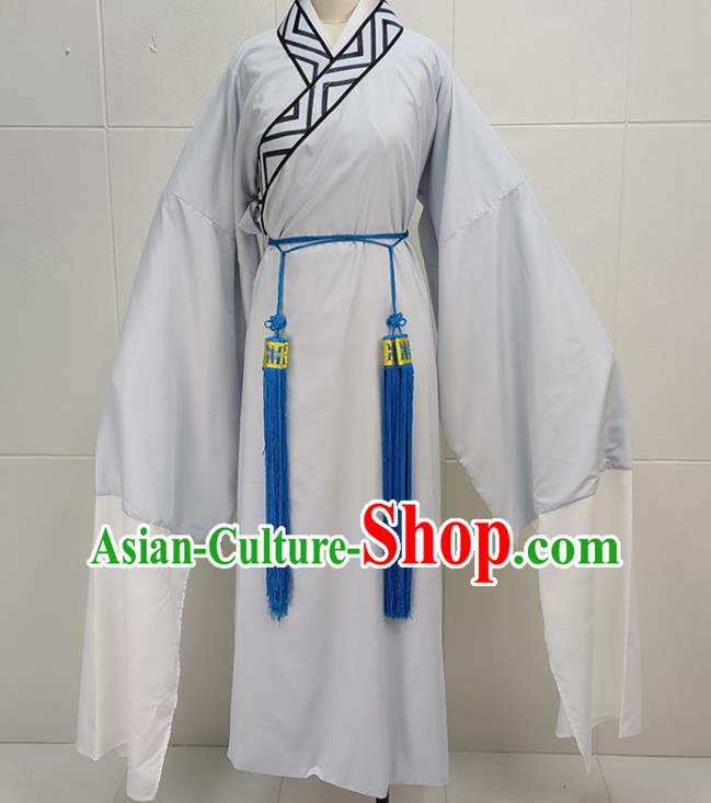 China Peking Opera Scholar Garments Traditional Shaoxing Opera Scholar Grey Robe Clothing