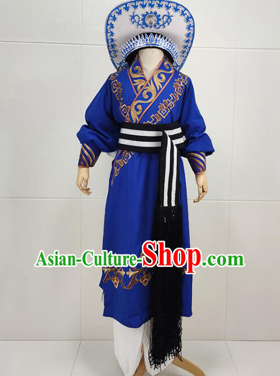 China Peking Opera Swordsman Lin Chong Garments Traditional Shaoxing Opera Wusheng Clothing and Hat