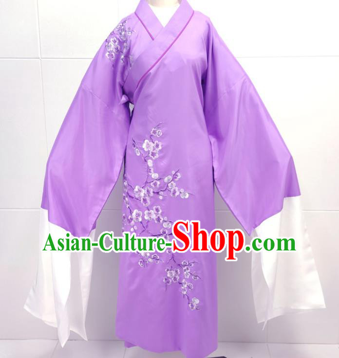 China Peking Opera Scholar Purple Robe Garments Traditional Shaoxing Opera Xiaosheng Clothing and Headwear