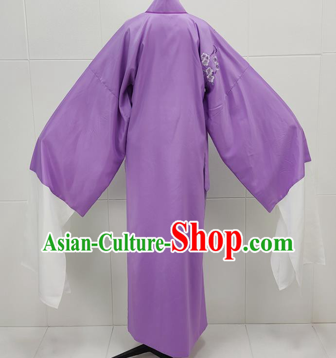 China Peking Opera Scholar Purple Robe Garments Traditional Shaoxing Opera Xiaosheng Clothing and Headwear
