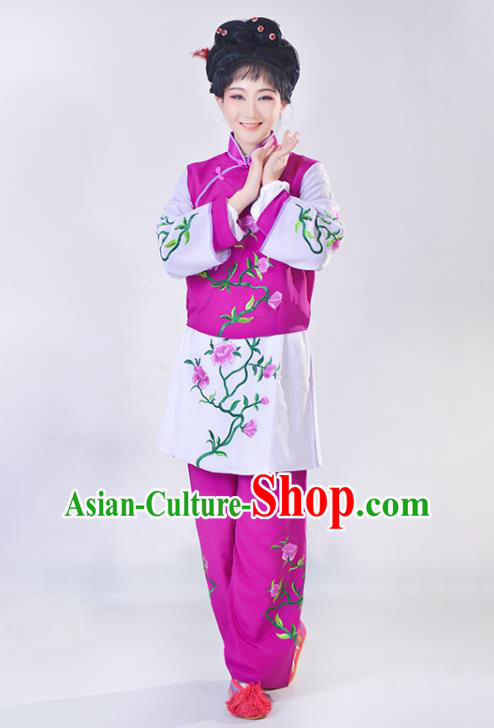 Chinese Beijing Opera Clothing Traditional Peking Opera Servant Girl Dress Garment Shaoxing Opera Young Lady Purple Outfits
