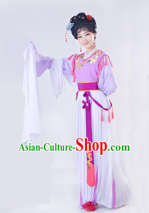 Chinese Traditional Peking Opera Diva Lilac Dress Shaoxing Opera Actress Garment Beijing Opera Young Beauty Clothing