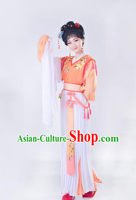Chinese Shaoxing Opera Actress Garment Beijing Opera Young Beauty Clothing Traditional Peking Opera Diva Orange Dress
