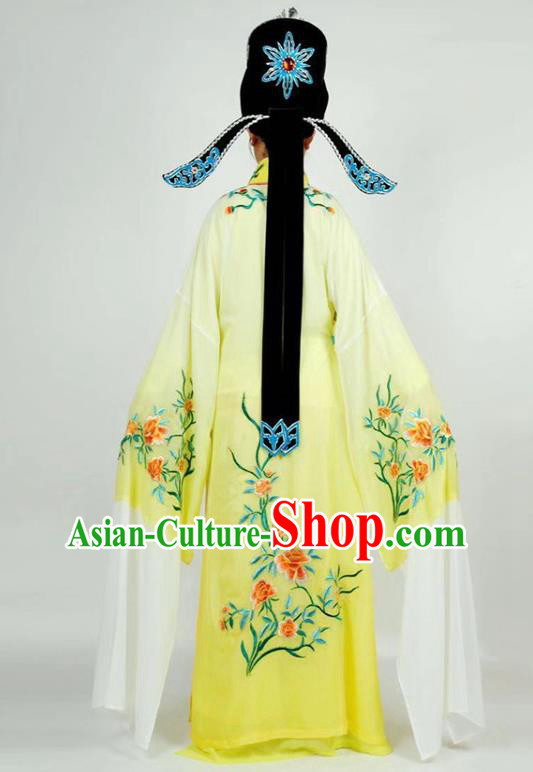 China Shaoxing Opera Scholar Clothing Traditional Peking Opera Xiaosheng Yellow Robe Garment