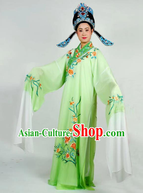 China Beijing Opera Garment Shaoxing Opera Scholar Clothing Traditional Peking Opera Xiaosheng Green Robe