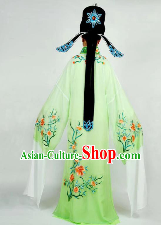 China Beijing Opera Garment Shaoxing Opera Scholar Clothing Traditional Peking Opera Xiaosheng Green Robe