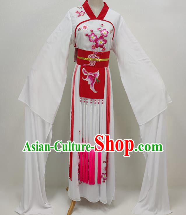 Chinese Beijing Opera Hua Tan Clothing Traditional Peking Opera Diva White Dress Shaoxing Opera Village Girl Garment