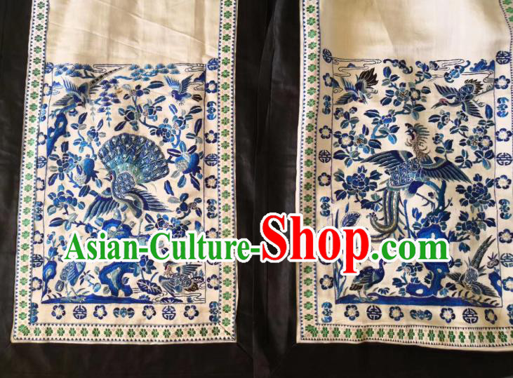 China Traditional White Silk Bust Skirt National Embroidered Clothing Qing Dynasty Pleated Skirt