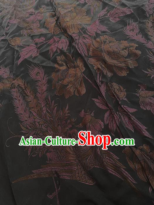 China Classical Phoenix Pattern Silk Fabric Traditional Cheongsam Brocade Cloth Jacquard Drapery