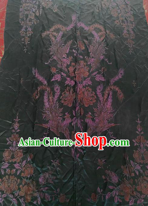 China Classical Phoenix Pattern Silk Fabric Traditional Cheongsam Brocade Cloth Jacquard Drapery