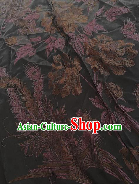 China Classical Phoenix Pattern Silk Fabric Traditional Cheongsam Brocade Cloth Jacquard Drapery