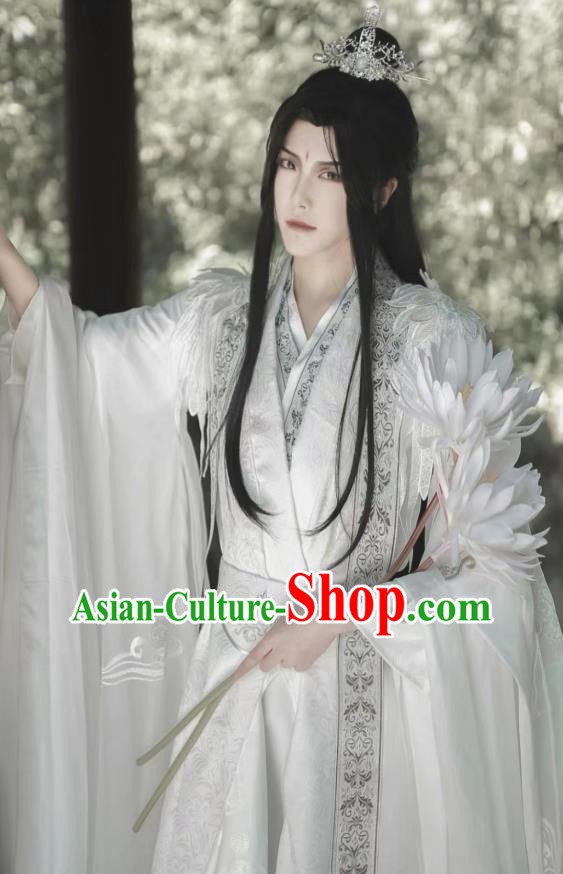 Chinese Ancient Swordsman Chu Wanning Hanfu Clothing Traditional Drama Cosplay Noble Prince White Garment Costume
