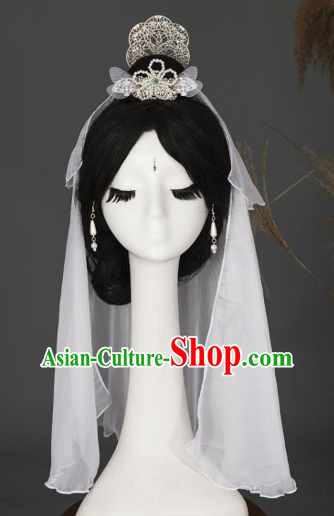 China Ancient Empress Hair Accessories Traditional Cosplay Buddha Guanyin Hair Crown Headwear