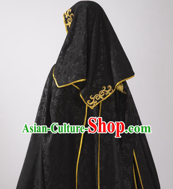Chinese Ancient Swordsman Black Hanfu Clothing Traditional Cosplay Chivalrous Knight Garment Costumes