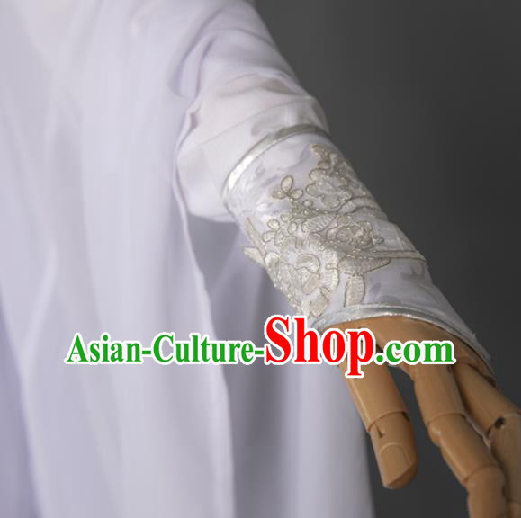 Chinese Ancient Scholar White Hanfu Clothing Traditional Cosplay Young Swordsman Garment Costumes