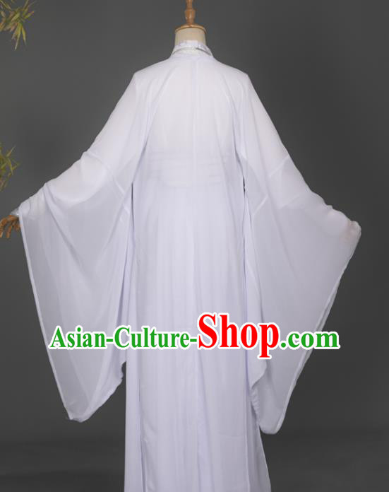 Chinese Ancient Scholar White Hanfu Clothing Traditional Cosplay Young Swordsman Garment Costumes