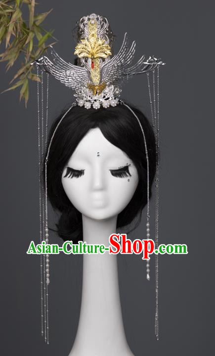 China Traditional Jin Dynasty Swordsman Hair Accessories Ancient Crown Prince Argent Hairdo Crown Hairpins