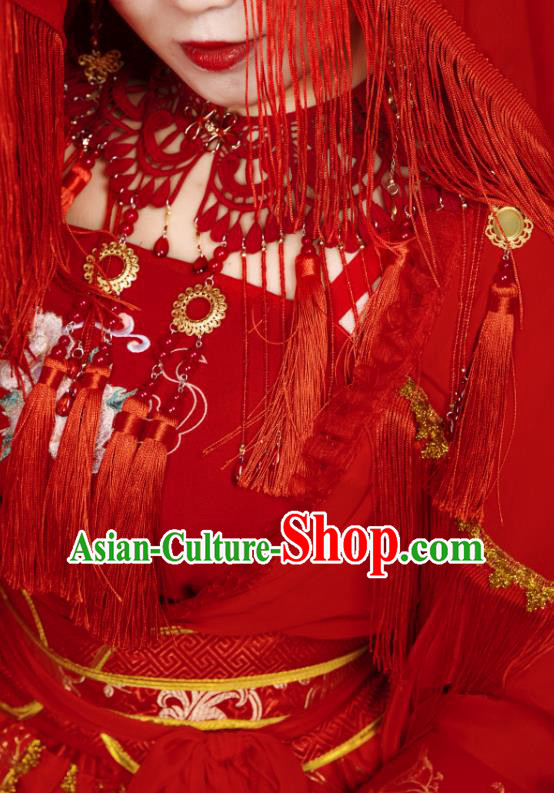 China Traditional Cosplay Ming Dynasty Wedding Clothing Ancient Palace Princess Red Hanfu Dress Garments