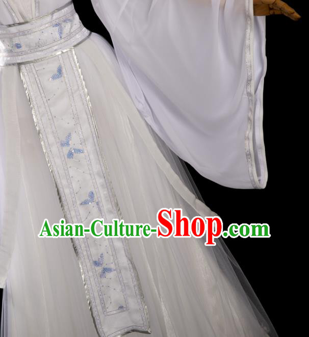 China Traditional Cosplay Goddess Garments Clothing Ancient Fairy Princess White Hanfu Dress