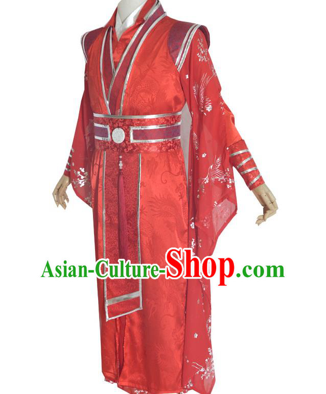 Chinese Ancient Prince Red Hanfu Clothing Drama Cosplay Tang Dynasty Swordsman Wedding Garment Costumes