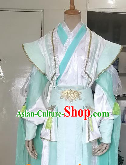 Chinese Ancient Nobility Childe Blue Hanfu Clothing Drama Cosplay Jin Dynasty Young Swordsman Garment Costumes