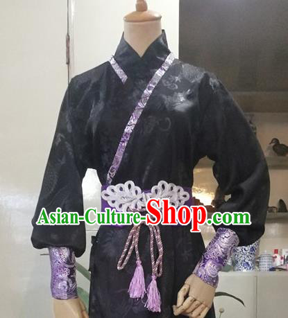 Chinese Drama Cosplay Assassin Apparels Ming Dynasty Knight Garment Costumes Ancient Swordsman Black Hanfu Clothing