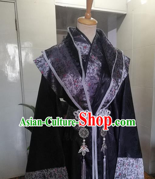 Chinese Ancient Emperor Black Hanfu Clothing Drama Cosplay King Apparels Qin Dynasty Monarch Garment Costumes