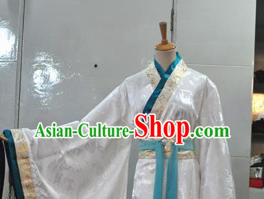 Chinese Drama Cosplay Nobility Childe White Apparels Qin Dynasty Prince Garment Costumes Ancient Scholar Hanfu Clothing