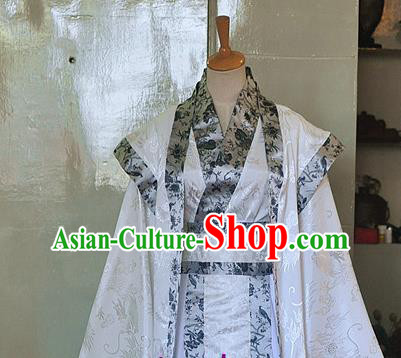 Chinese Ancient Scholar Hanfu Clothing Drama Cosplay Nobility Childe White Apparels Qin Dynasty Prince Garment Costumes