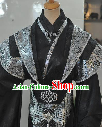 Chinese Drama Cosplay King Black Apparels Jin Dynasty Royal Highness Garment Costumes Ancient Monarch Hanfu Clothing