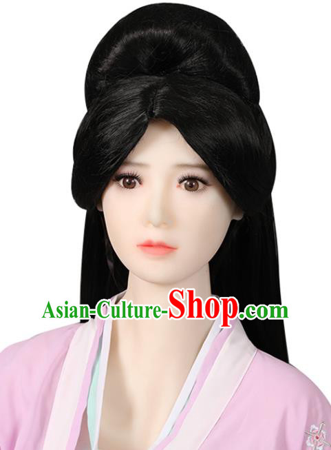 China Han Dynasty Palace Lady Chignon Hairpieces Traditional Hanfu Hair Accessories Ancient Princess Wigs