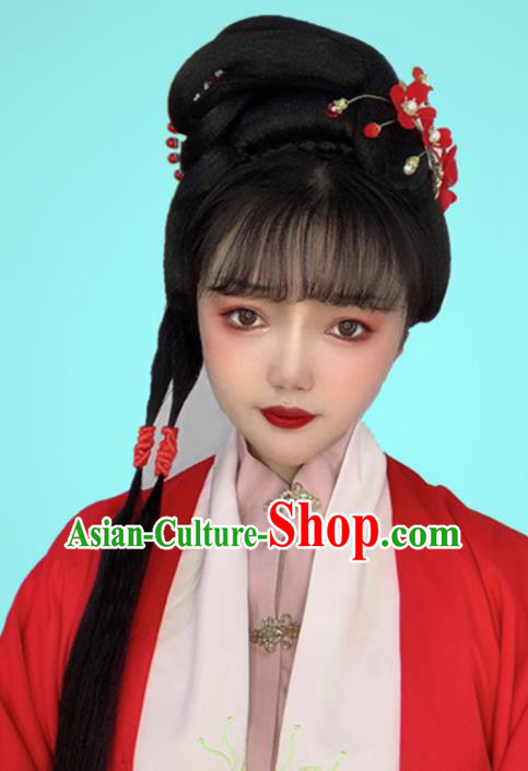 China Traditional Hanfu Hair Accessories Ancient Noble Lady Wigs Ming Dynasty Rich Woman Chignon Hairpieces