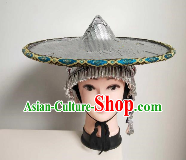China Tai Nationality Woman Headdress Yunnan Ethnic Peacock Dance Hair Accessories Dai Minority Performance Hat