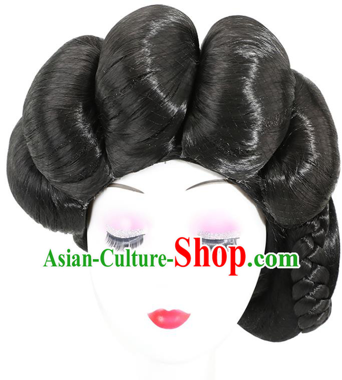 China Traditional Hair Accessories Ancient Imperial Consort Wigs Tang Dynasty Geisha Chignon Hairpieces