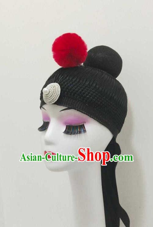 Handmade Chinese Peking Opera Xiaosheng Headdress Classical Dance Hairpieces Ancient Scholar Wigs