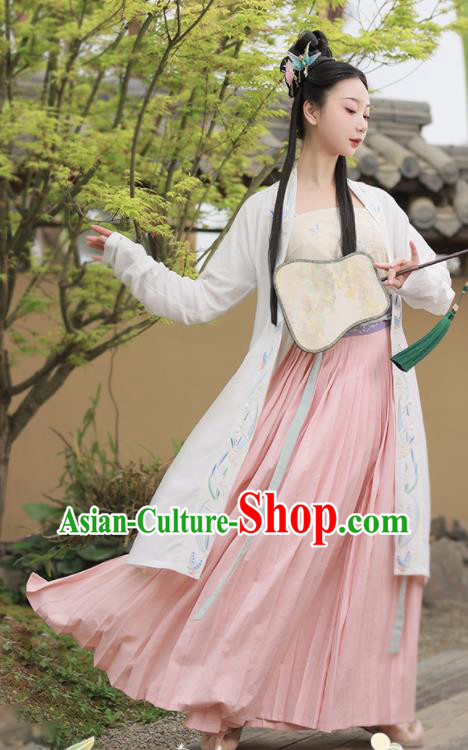 China Ancient Young Woman Hanfu Dress Garments Song Dynasty Civilian Female Historical Clothing Full Set