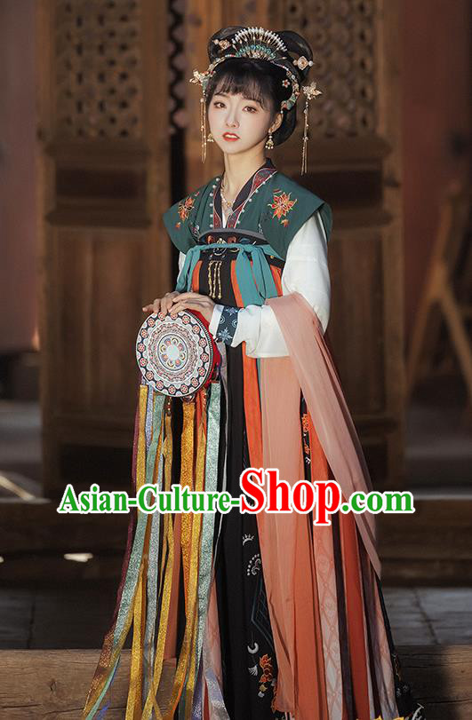 China Tang Dynasty Royal Princess Historical Clothing Ancient Palace Lady Dance Hanfu Dress Garments Complete Set
