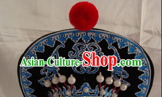 China Beijing Opera Warrior Black Hat Opera Performance Wusheng Hair Accessories Traditional Peking Opera Takefu Helmet Headwear