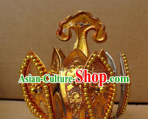 Chinese Peking Opera Actress Headpiece Beijing Opera Hair Accessories Traditional Opera Taoist Nun Golden Lotus Hair Crown