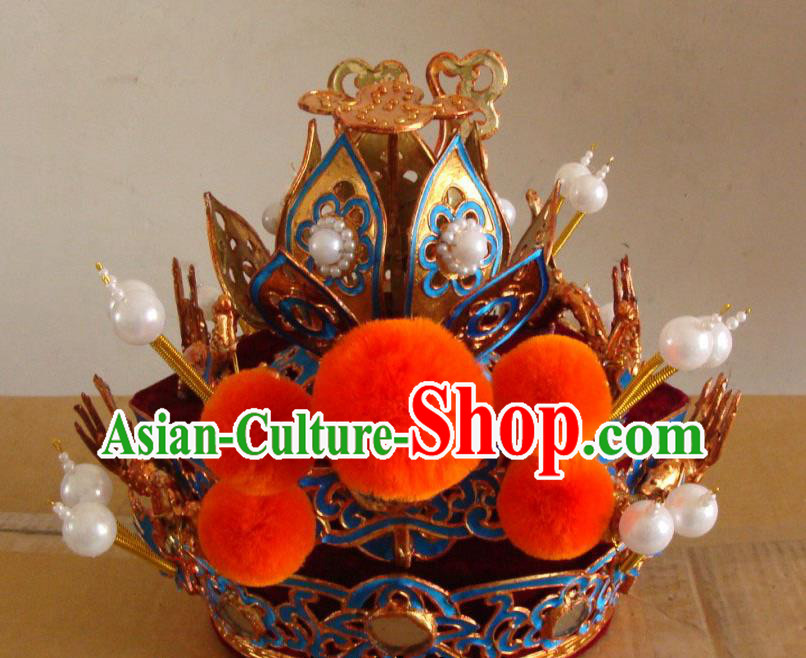China Beijing Opera Wusheng Hat Opera Performance General Headwear Traditional Peking Opera Warrior Helmet