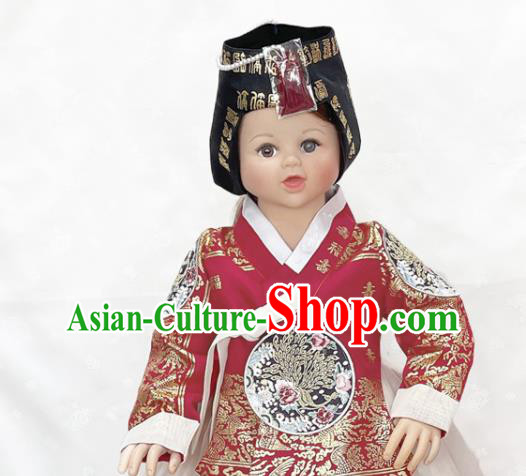 Korean Traditional Girl Hanbok Court Fashion Costumes Children Princess Tangyi Red Blouse and White Dress