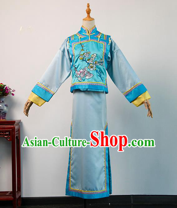 China Ancient Palace Maid Blue Dress Cosplay Qing Dynasty Court Lady Garments Traditional Drama Jade Palace Lock Heart Luo Qingchuan Clothing