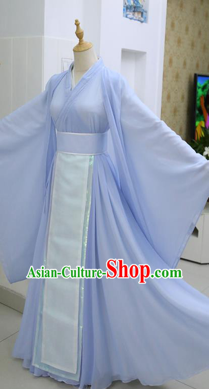 China Han Dynasty Princess Garments Traditional Cosplay Drama The honey sank like frost Clothing Ancient Fairy Jin Mi Blue Hanfu Dress