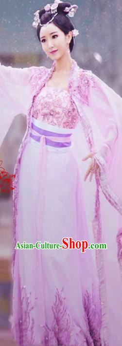China Ancient Court Beauty Violet Hanfu Dress Cosplay Southern and Northern Dynasties Noble Lady Garments Traditional Drama Princess Weiyoung Li Changru Clothing