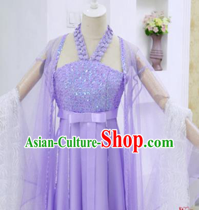 China Ancient Princess Purple Hanfu Dress Cosplay Ming Dynasty Noble Lady Garments Traditional Drama Tricky Rough Princess Situ Jing Clothing