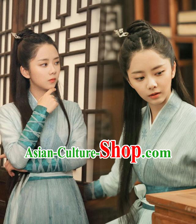China Ancient Female Swordsman Blue Hanfu Dress Cosplay Woman Constable Garments Traditional Drama Under the Power Yuan Jinxia Clothing