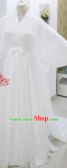 China Ancient Fairy Queen White Hanfu Dress Cosplay Fox Goddess Garments Traditional Drama Eternal Love Su Su Clothing